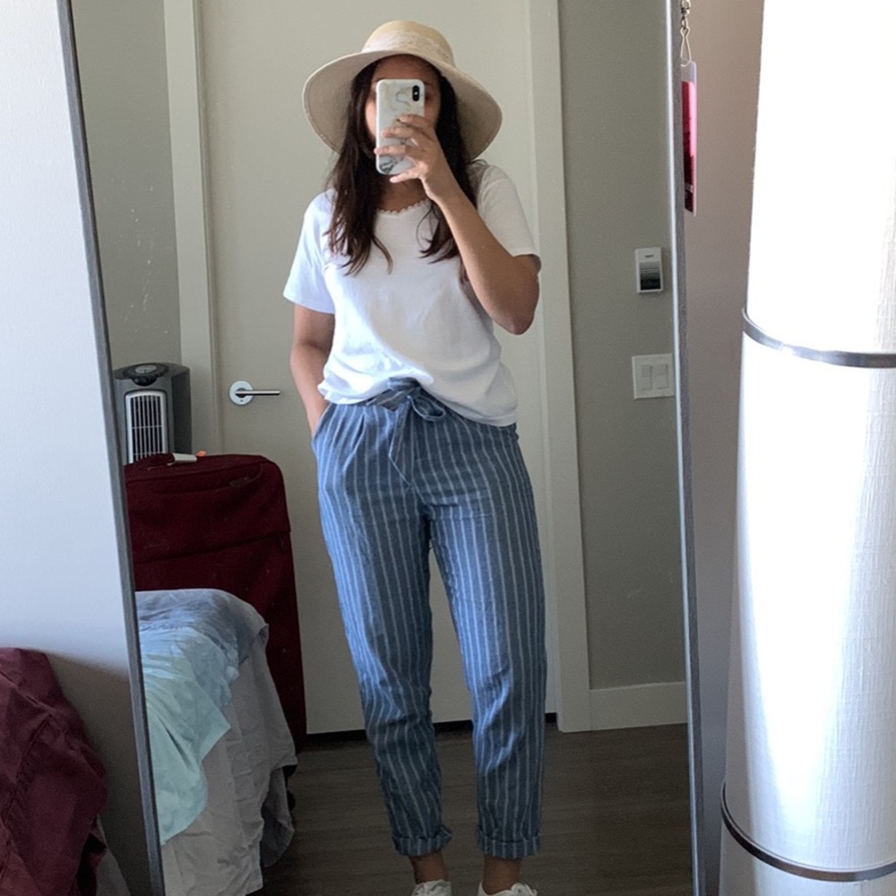 Blue and white striped soft pants